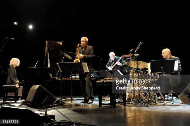 Carla Bley, Andy Sheppard, Steve Swallow and Billy Drummond perform on stage with Carla Bley & The Lost Chords at Queen Elizabeth Hall as part of the...