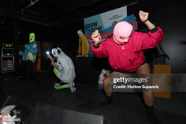 Pussy Riot performs onstage at the Music Opening Party during SXSW at The Main on March 13, 2018 in Austin, Texas.