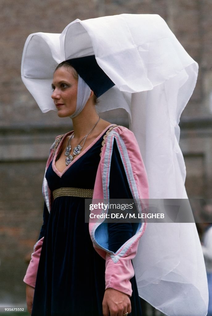 Woman wearing period costume, Palio di Asti