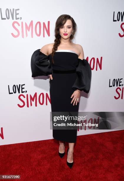 Actress Katherine Langford attends a special screening of 20th Century Fox's "Love, Simon" at Westfield Century City on March 13, 2018 in Los...