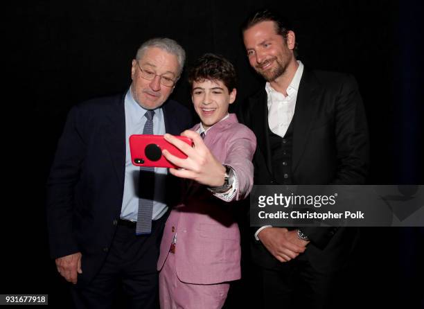 Robert De Niro, Joshua Rush, and Bradley Cooper take a selfie during A Legacy Of Changing Lives presented by the Fulfillment Fund at The Ray Dolby...