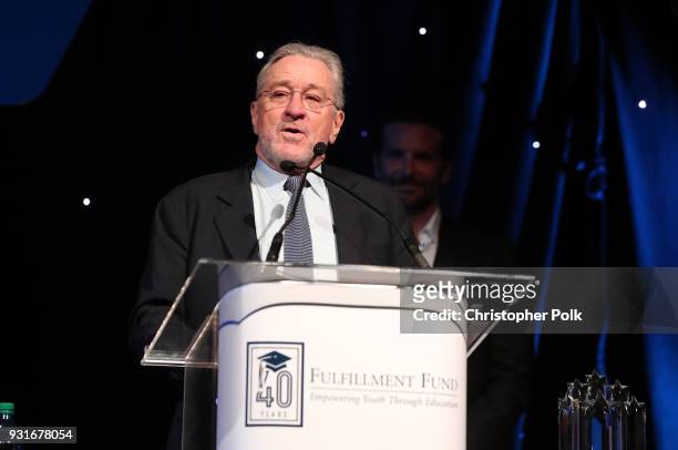 Robert De Niro speaks onstage during A Legacy Of Changing Lives presented by the Fulfillment Fund at The Ray Dolby Ballroom at Hollywood & Highland...