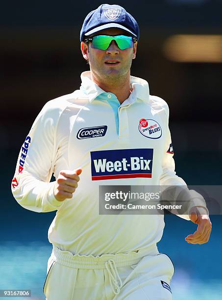 Michael Clarke of the Blues chases the ball during day two of the Sheffield Shield match between the New South Wales Blues and the Tasmanian Tigers...