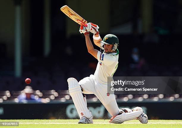 Ed Cowan of the Tigers bats during day two of the Sheffield Shield match between the New South Wales Blues and the Tasmanian Tigers at Sydney Cricket...