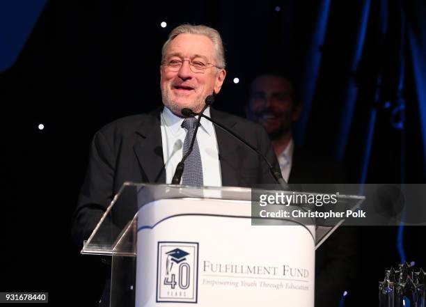 Robert De Niro speaks onstage during A Legacy Of Changing Lives presented by the Fulfillment Fund at The Ray Dolby Ballroom at Hollywood & Highland...