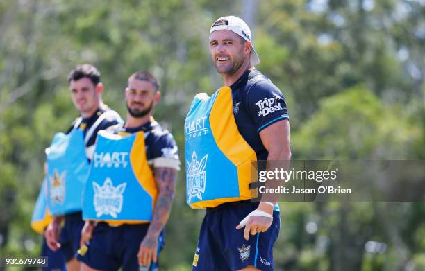 Michael Gordon looks on during a Gold Coast Titans NRL training session at Parkwood on March 14, 2018 in Gold Coast, Australia.