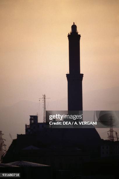 Outline of the Lanterna at sunset Genoa, Liguria, Italy, 16th century.