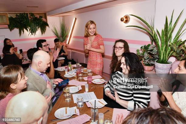 Eileen Kelly speaks during the Trans Awareness Dinner at Pietro Nolita on March 13, 2018 in New York City.