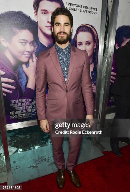 Actor Darren Criss attends a special screening of 20th Century Fox's "Love, Simon" at Westfield Century City on March 13, 2018 in Los Angeles,...