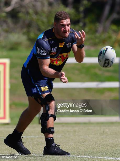 Brenko Lee during a Gold Coast Titans NRL training session at Parkwood on March 14, 2018 in Gold Coast, Australia.