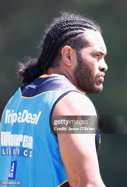 Konrad Hurrell during a Gold Coast Titans NRL training session at Parkwood on March 14, 2018 in Gold Coast, Australia.