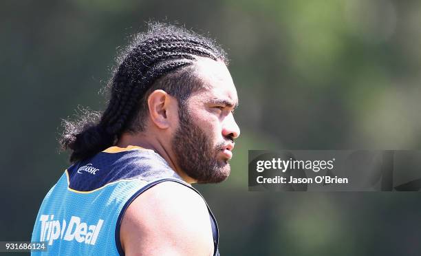 Konrad Hurrell during a Gold Coast Titans NRL training session at Parkwood on March 14, 2018 in Gold Coast, Australia.