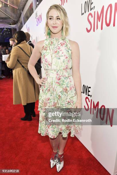 Kelsey Darragh attends a special screening of 20th Century Fox's "Love, Simon" at Westfield Century City on March 13, 2018 in Los Angeles, California.