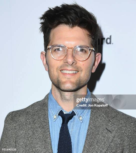Adam Scott attends the Los Angeles Premiere "Flower" at ArcLight Cinemas on March 13, 2018 in Hollywood, California.