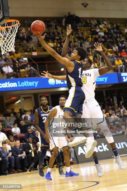 Chattanooga Mocs guard Rodney Chatman rolls in a basket during the first half of the college basketball game between UT-Chattanooga and East...