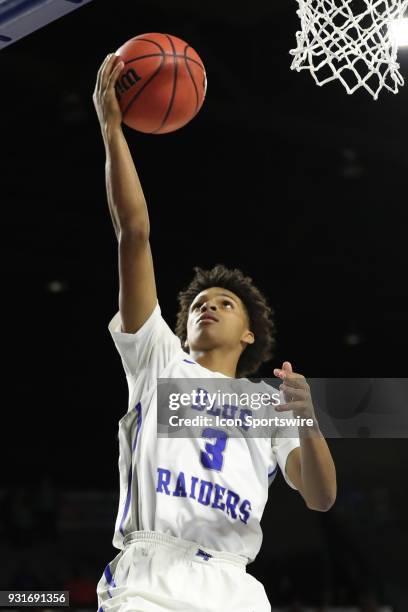 Middle Tennessee Blue Raiders guard Donovan Sims goes in for a lay up during the second quarter of the NIT first round basketball game between the...