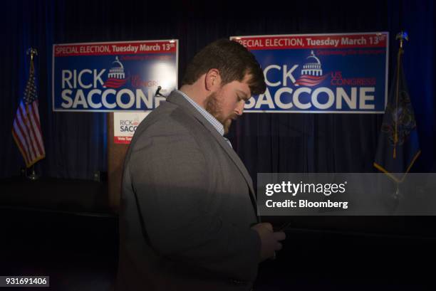 Supporters gather ahead of an election night rally with Rick Saccone, Republican candidate for the U.S. House of Representatives, not pictured, in...