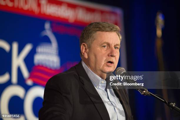 Rick Saccone, Republican candidate for the U.S. House of Representatives, talks to supporters during an election night rally in Elizabeth Township,...