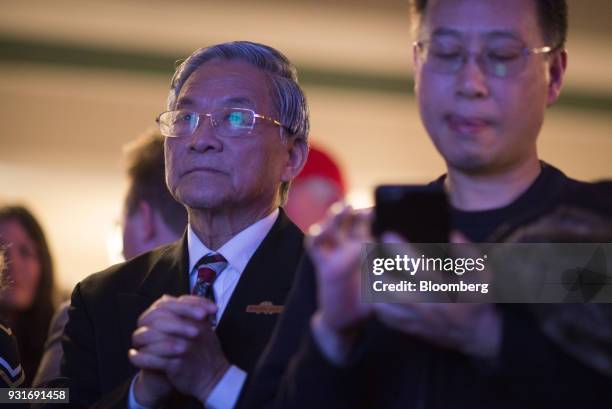 Attendees watch polling results during an election night rally with Rick Saccone, Republican candidate for the U.S. House of Representatives, not...