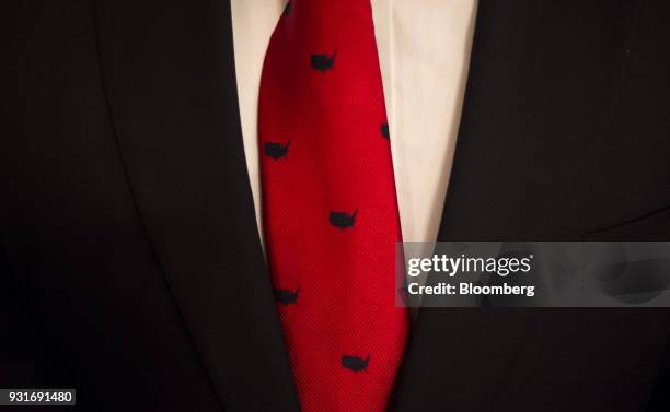 An attendee wears a tie featuring maps of the contiguous U.S. At an election night rally with Rick Saccone, Republican candidate for the U.S. House...