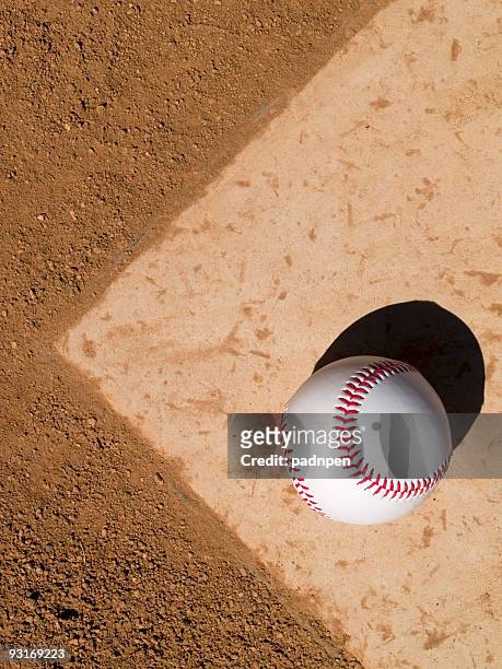baseball on home plate - yankees home run stock pictures, royalty-free photos & images