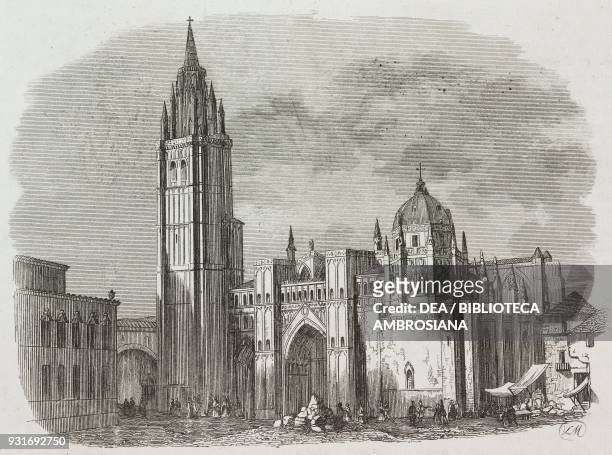 View of Toledo cathedral, Spain, engraving from L'album, giornale letterario e di belle arti, July 30 Year 9.