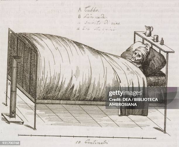 Heating method for treating cholera patients, engraving from L'album, giornale letterario e di belle arti, August 17 Year 17.