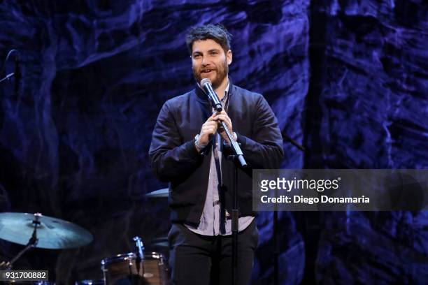 Adam Pally speaks onstage at Ally Coalition during SXSW at ACL Moody on March 13, 2018 in Austin, Texas.
