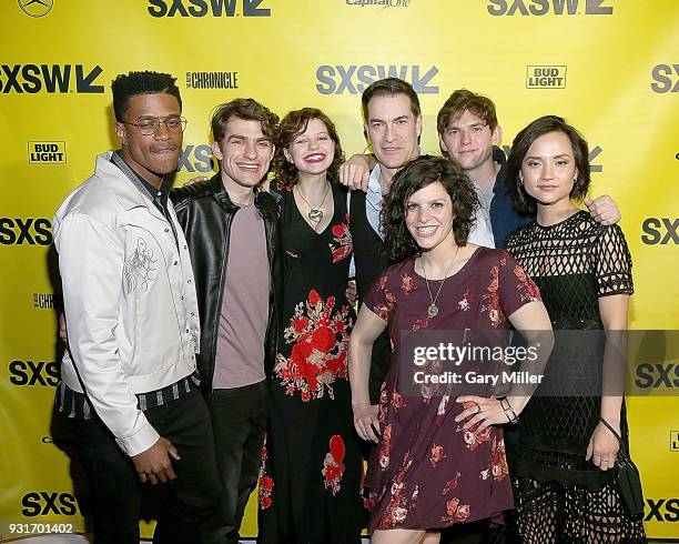 Jeremy Pope, Grant Lahu, Chloe Levine, Jeremy Holm, Jenn Wexler, Bubba Weiler and Amanda Grace Benitez attend the premiere of "The Ranger" at Alamo...