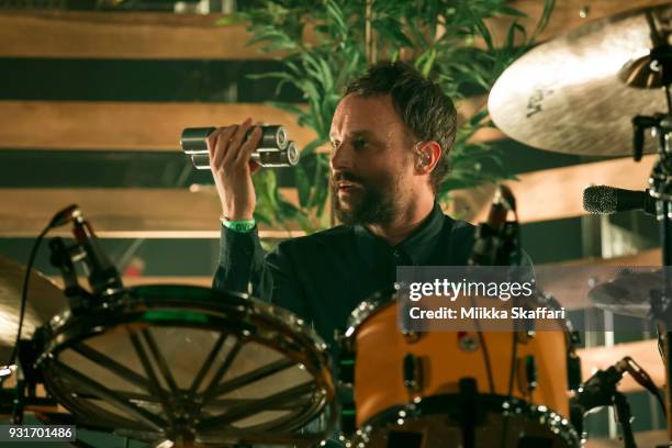 Drummer Isaac Carpenter of Awolnation performs at Fox Theater on March 13, 2018 in Oakland, California.