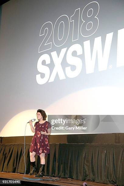 Jenn Wexler introduces the premiere of "The Ranger" at Alamo Drafthouse Ritz During South By Southwest on March 12, 2018 in Austin, Texas.