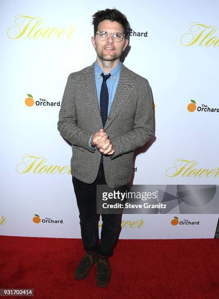 Adam Scott arrives at the Premiere Of The Orchard's "Flower" at ArcLight Cinemas on March 13, 2018 in Hollywood, California.