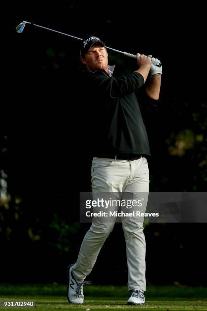 Grayson Murray plays his shot from the third tee during the first round of the Valspar Championship at Innisbrook Resort Copperhead Course on March...