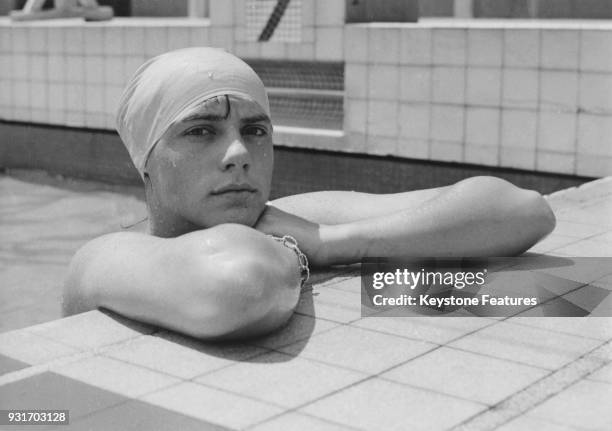 Year-old French backstroke swimmer Christine Caron, aka Kiki Caron, in training, August 1963.