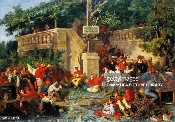Garibaldian soldiers celebrating, by Francesco Peluso , oil on canvas, 74x104 cm.
