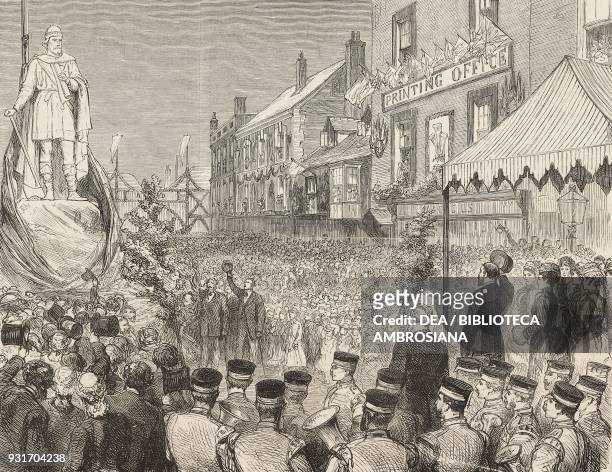 Albert Edward, Prince of Wales, unveiling the statue of King Alfred the Great at Wantage, Unite Kingdom, illustration from the magazine The Graphic,...