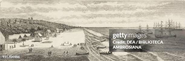 Shipping the first instalment of the oil intended for the indemnity to the British Government at Whydah, Benin, naval blockade on the ports of the...