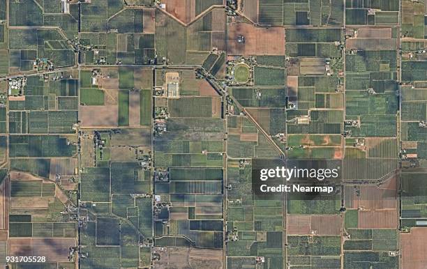 different fields of  land - australia from space stock-fotos und bilder