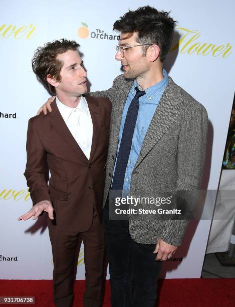 Max Winkler;Adam Scott arrives at the Premiere Of The Orchard's "Flower" at ArcLight Cinemas on March 13, 2018 in Hollywood, California.