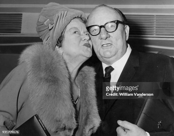British actress Violet Carson , who played Ena Sharples in the television soap opera 'Coronation Street', with actor Billy Cotton at the Variety Club...