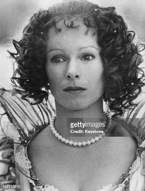 Actress Geraldine Chaplin, the daughter of filmmaker Charlie Chaplin, filming 'Milady', a sequel to the film 'The Three Musketeers' in Italy,...