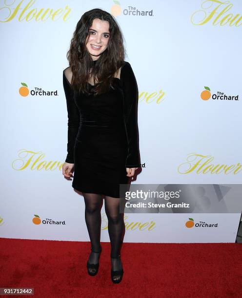 Dylan Gelula arrives at the Premiere Of The Orchard's "Flower" at ArcLight Cinemas on March 13, 2018 in Hollywood, California.
