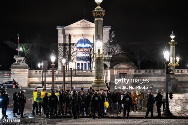 French Kurdish community is blocked and arrested by anti-riot Police for an illegal protest against the Turkish attack on Afrin near the US Embassy...