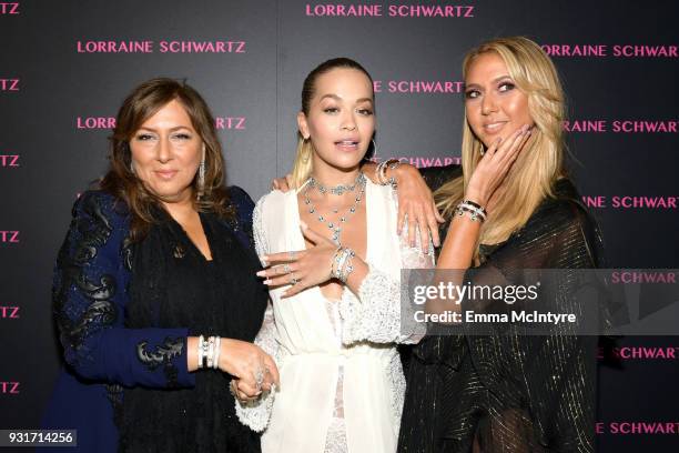 Lorraine Schwartz, Rita Ora, and Ofira Sandberg attend Lorraine Schwartz launches The Eye Bangle a new addition to her signature Against Evil Eye...