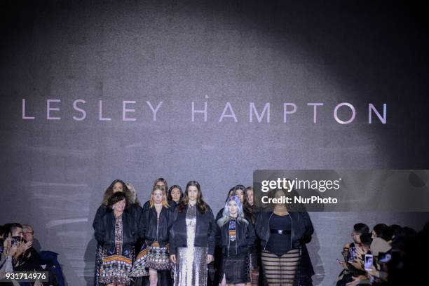 Models during the LESLEY HAMPTON, show on the second day of Toronto Womens Fashion Week in Toronto, Canada, on 13 March 2018.