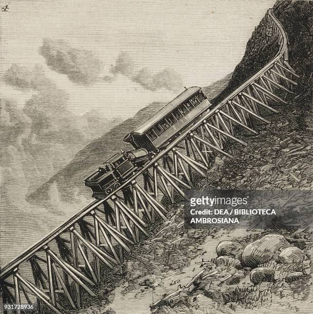 Rack railway to the summit of Mount Washington, United States of America, illustration from the magazine The Graphic, volume XXV, no 633, January 14,...