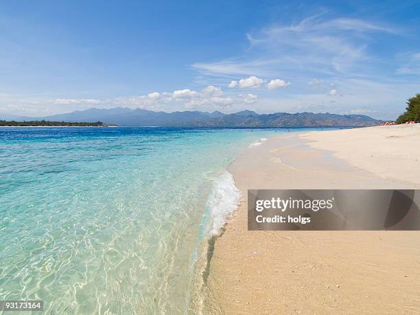 gili island beach scene - gili trawangan stock pictures, royalty-free photos & images