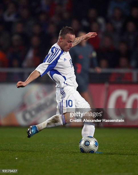 Miroslav Stoch of Slovakia runs with the ball during the international friendly match between Slovakia and Chile at the MSK Zilina stadium on...