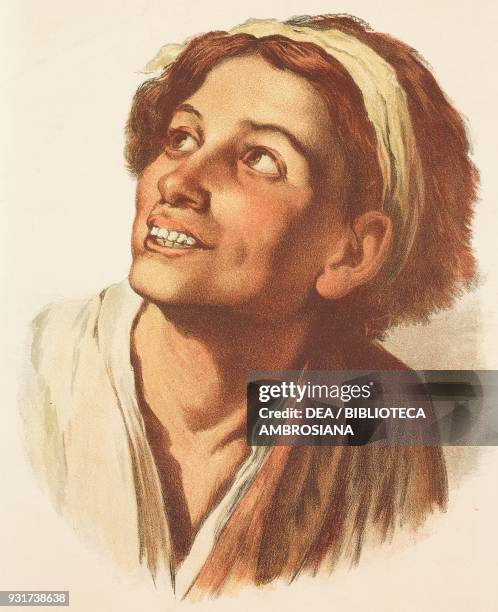 Beggar boy, drawing from a painting by Bartolome Esteban Murillo , illustration from the magazine The Graphic, volume XV, no 396, June 30, 1877.