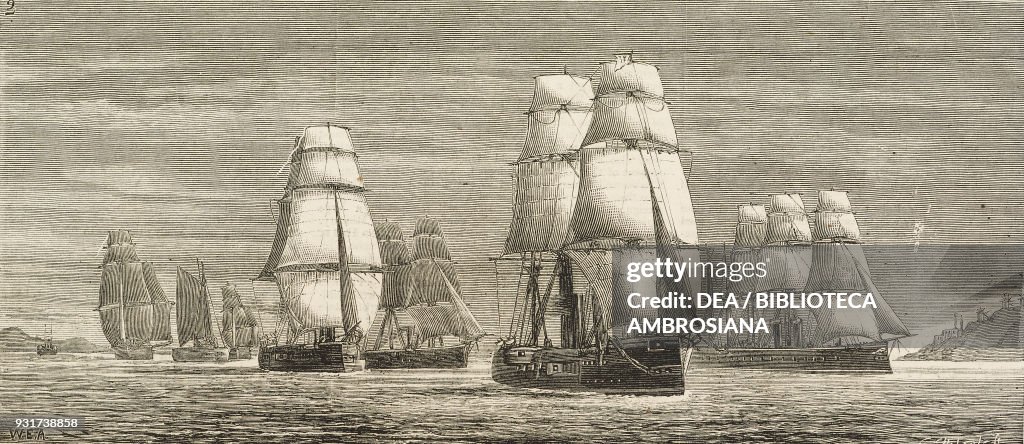 Fleet entering mouth of Dardanelles